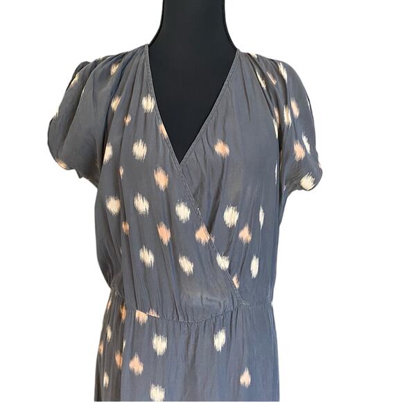 Parker Gray and Cream Patterned silk Maxi Dress XS Ikat dot boho summer - Picture 4 of 9